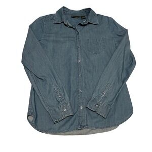 Womens Chambray Button Down Top Americana Gorpcore Normcore Coastal Granola